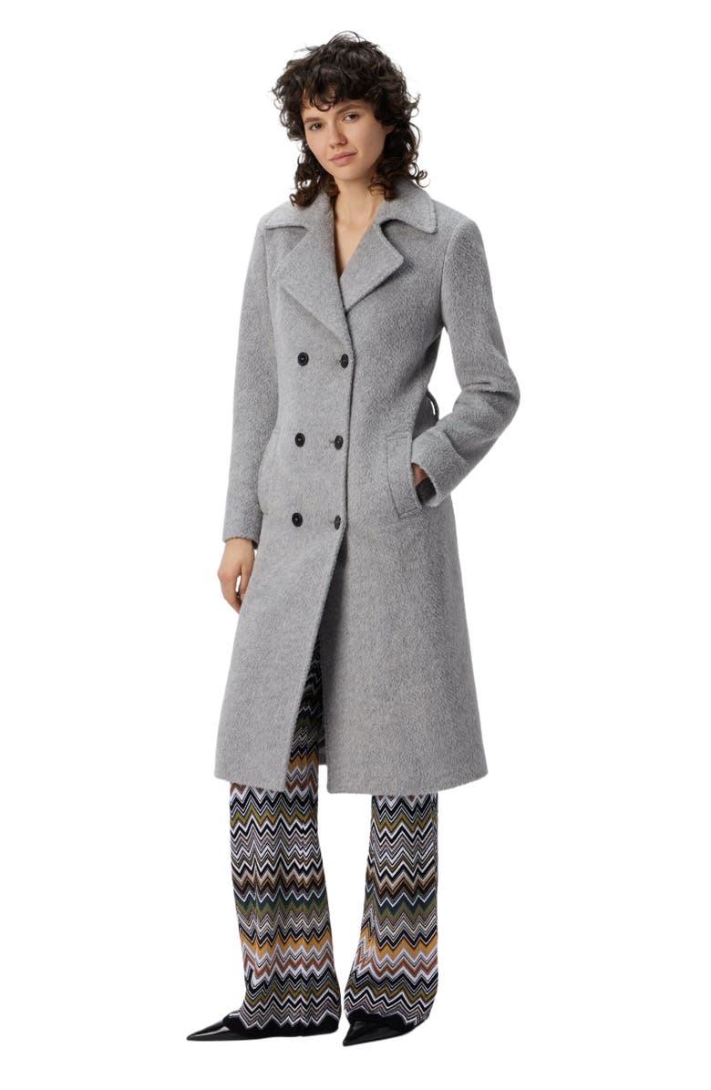 Missoni Double-breasted Trench Coat With Tone-on-tone Chevron Pattern, Main, color, Grey