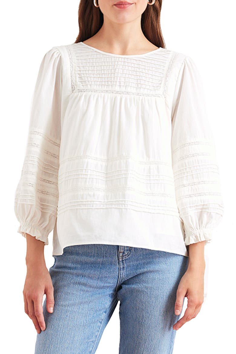 Dawn Lace Inset Cotton Blouse, Main, color, Off White