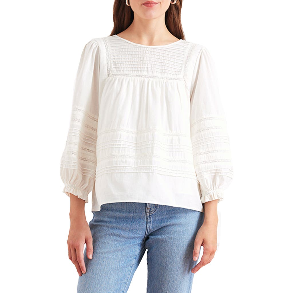 Paneros Clothing Dawn Lace Inset Cotton Blouse in Off White  product