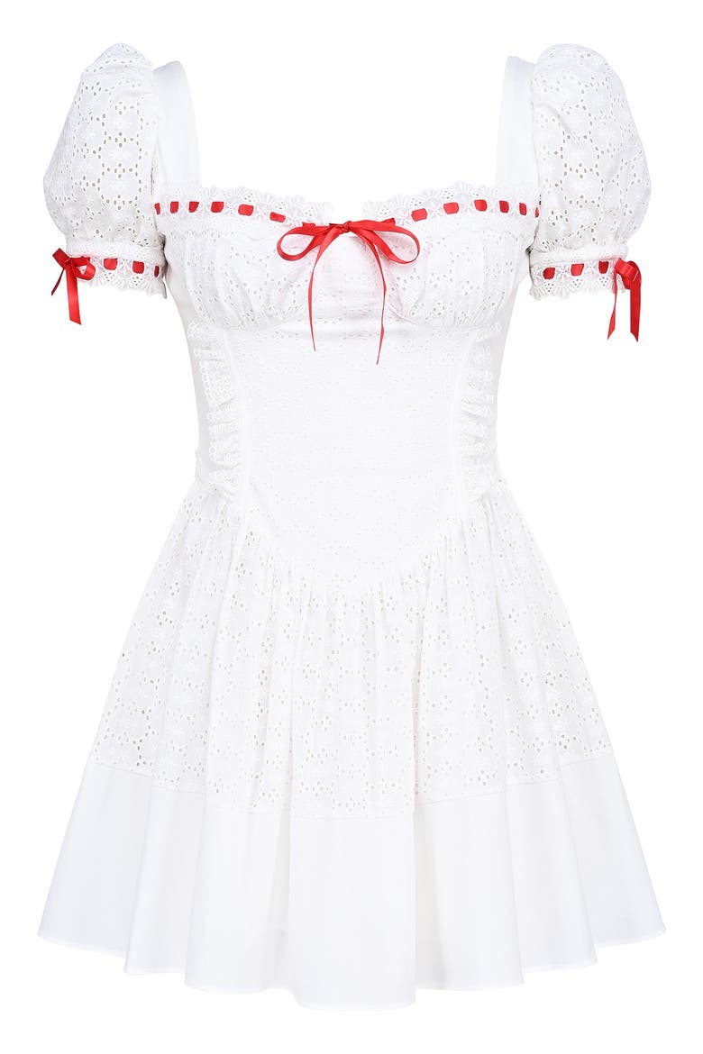Jana Underwire Broderie Anglaise Minidress, Alternate, color, WHITE
