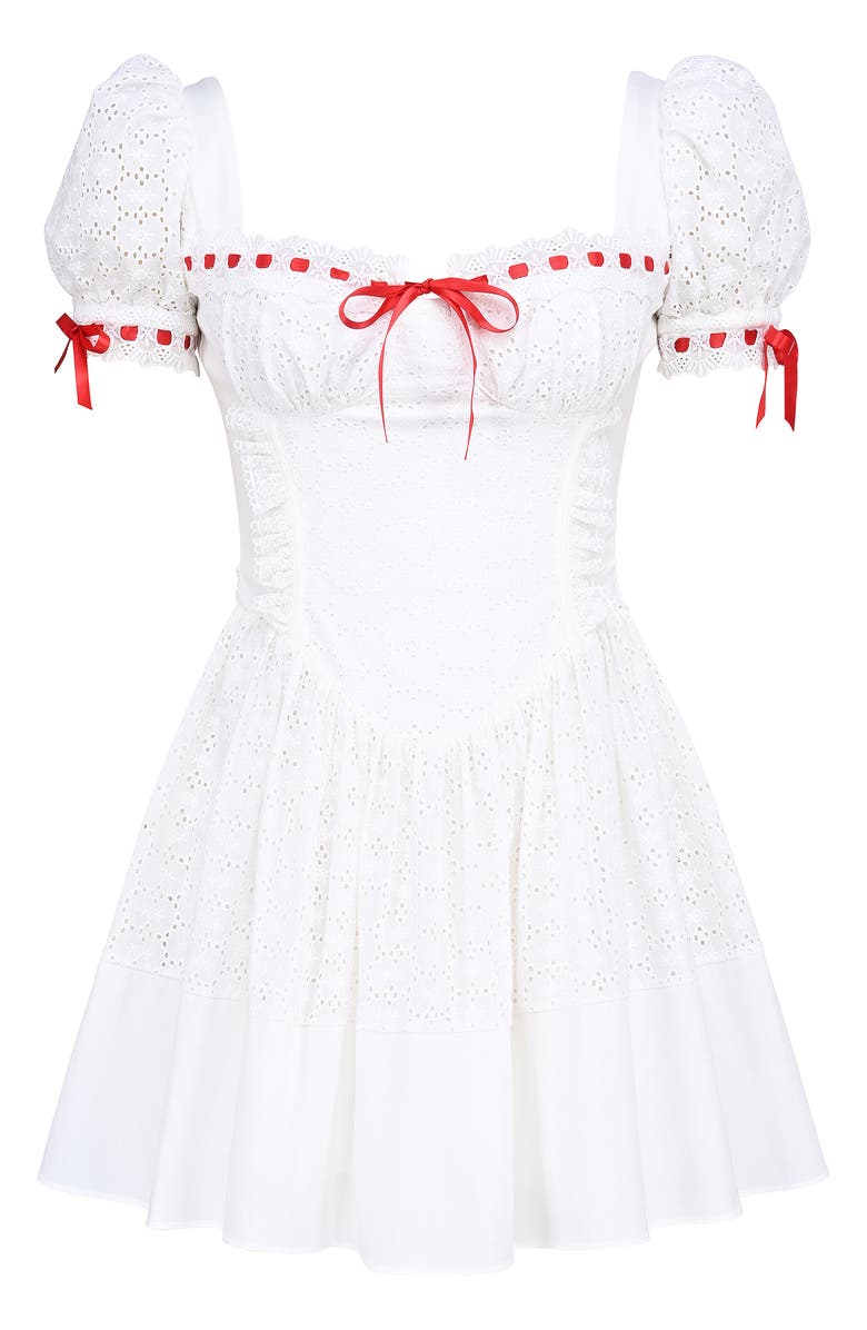 HOUSE OF CB Jana Underwire Broderie Anglaise Minidress, Alternate, color, White