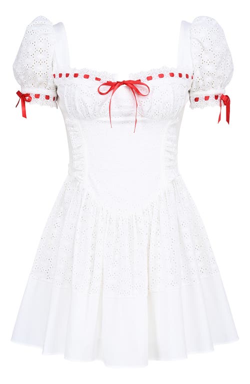 House Of Cb Of Cb Womens Jana Broderie-anglaise Cotton Mini Dress White