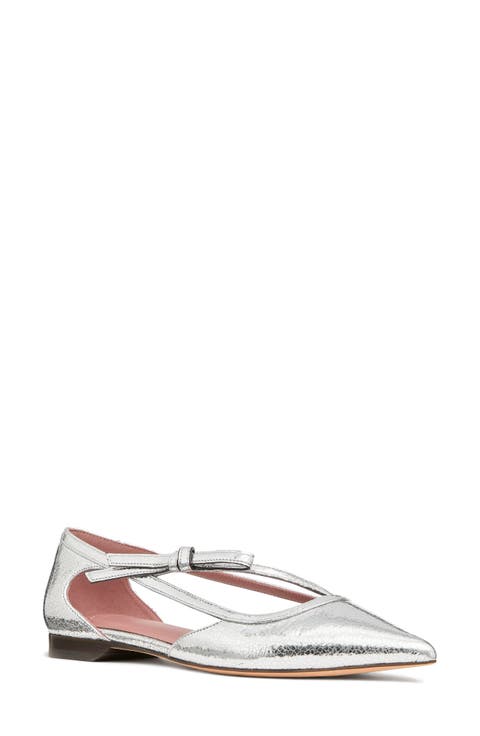 loop pointed toe leather flat