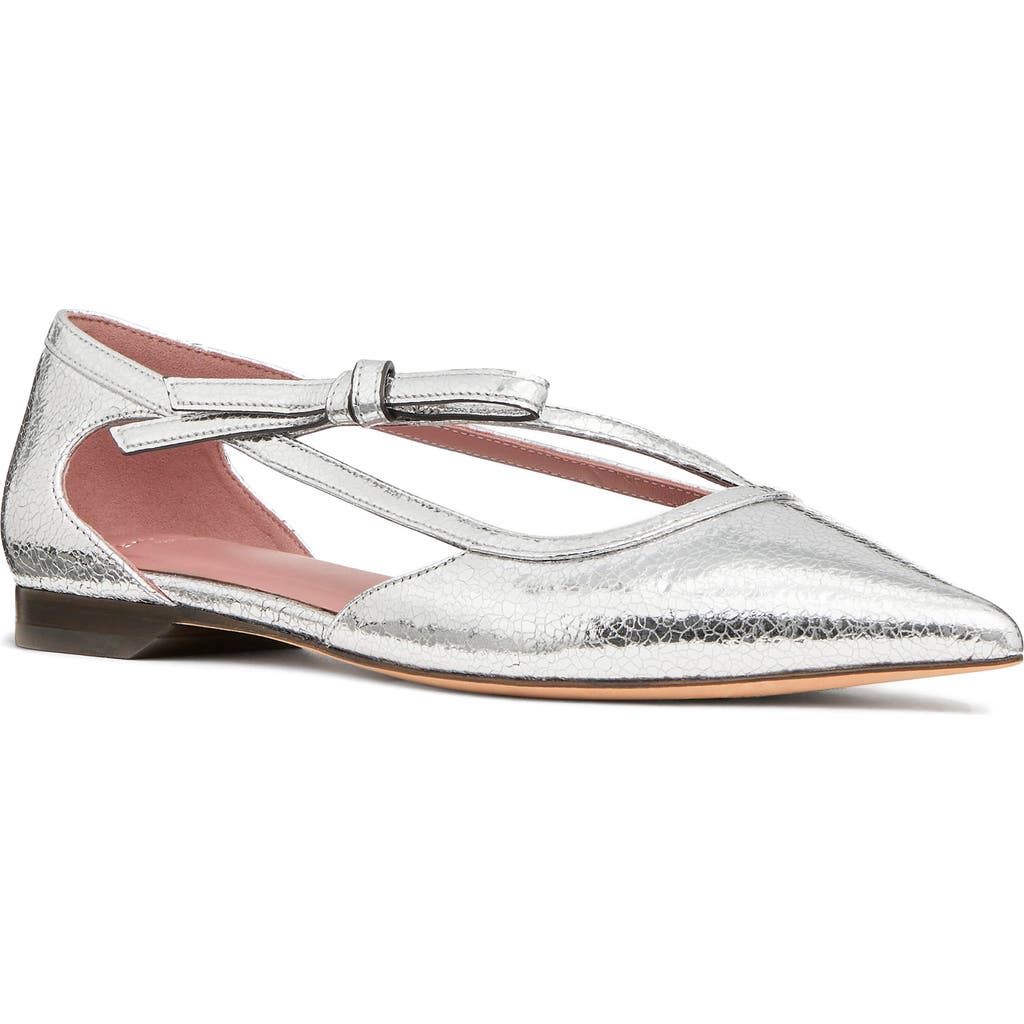 Kate Spade New York Loop Pointed Toe Leather Flat In Silver