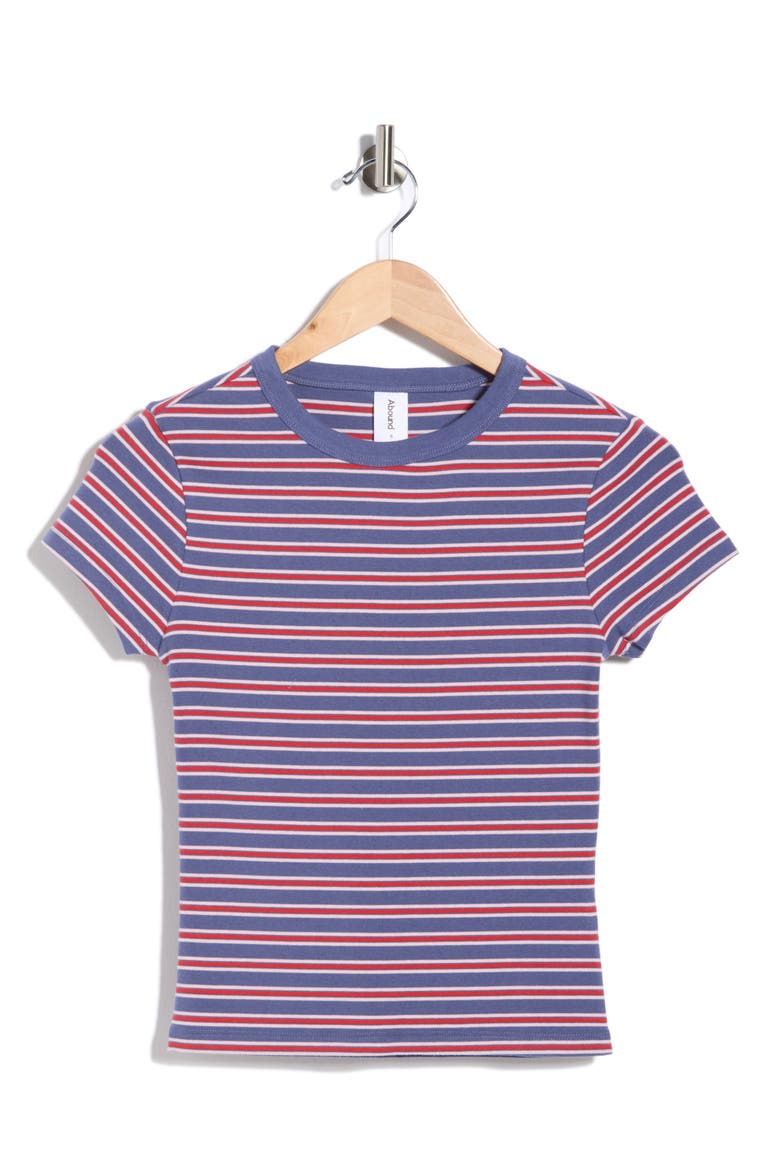 Short Sleeve Baby Tee, Alternate, color, BLUE PINK ALICIA STRIPE