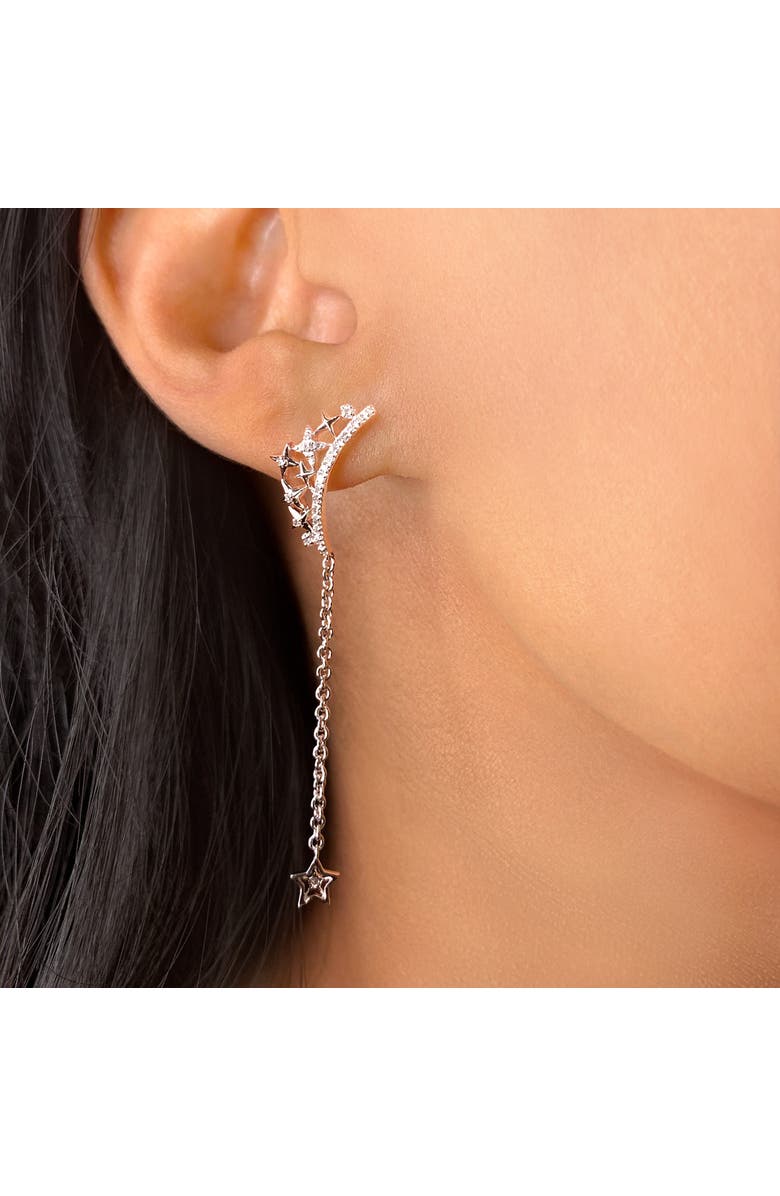 LuvMyJewelry Starry Cascade Tiara Sterling Silver Diamond Drop Earring, Alternate, color, Silver