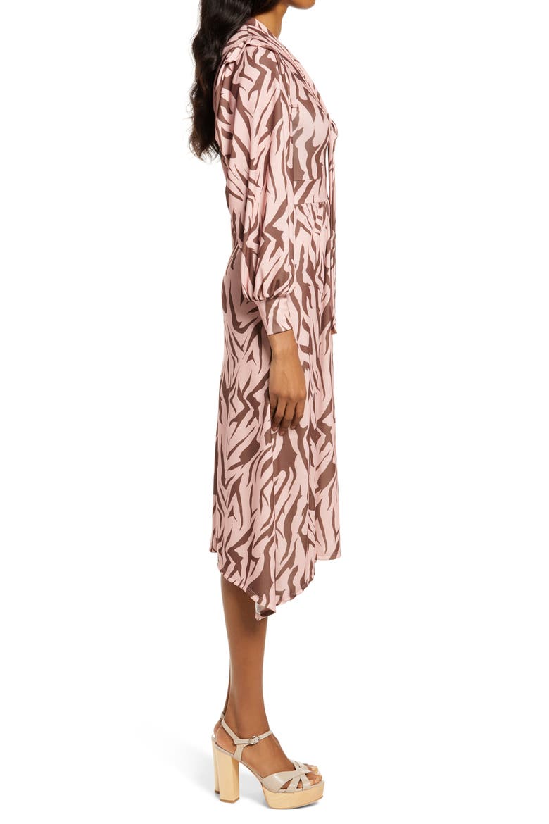 Front Tie Long Sleeve Jersey Dress, Alternate, color, LIGHT PINK