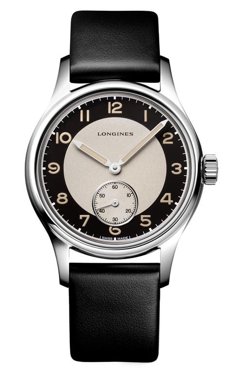 Longines Heritage Classic Automatic Leather Strap Watch, 38.5mm In Silver/black