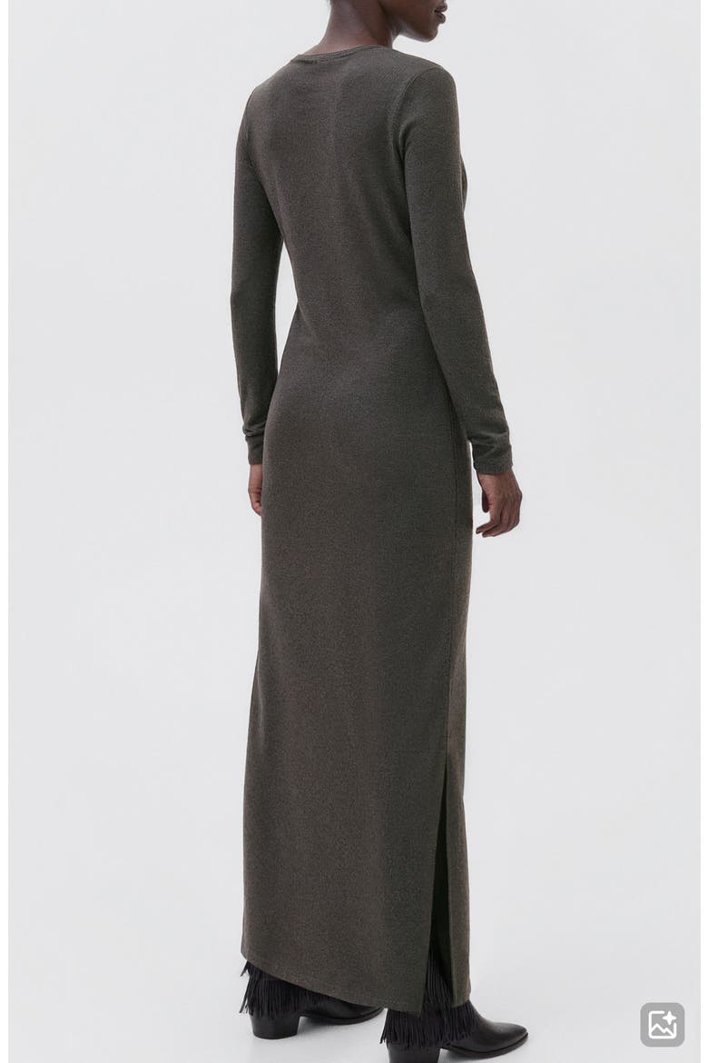 Long Sleeve Faux Wrap Maxi Dress, Alternate, color, DARK HEATHER GREY