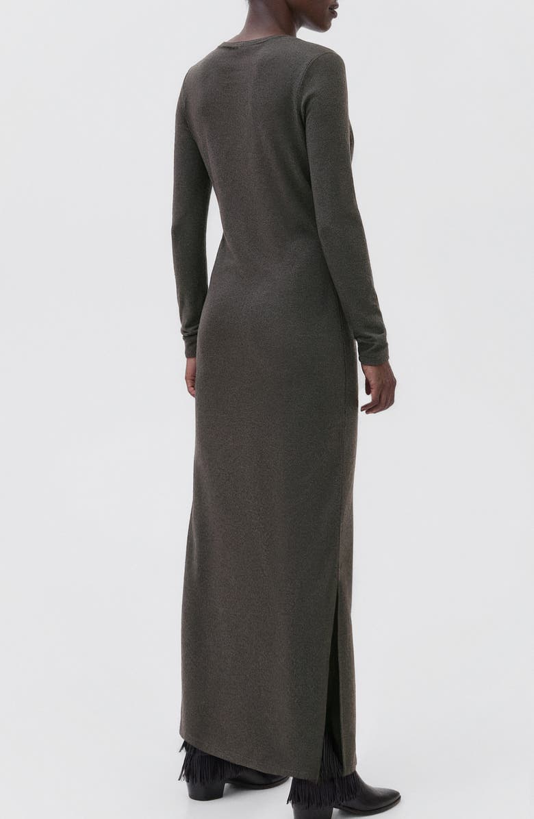 MANGO TEEN Long Sleeve Faux Wrap Maxi Dress, Alternate, color, Dark Heather Grey