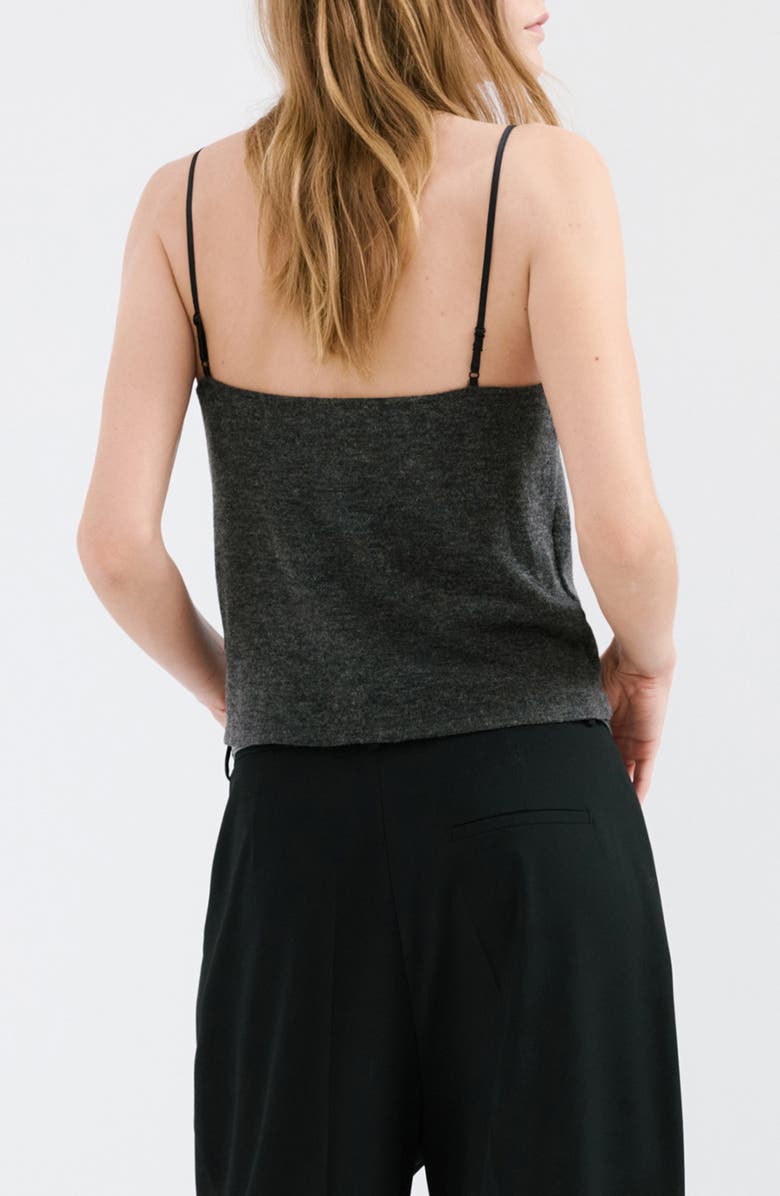 MANGO Lace Trim Camisole, Alternate, color, Dark Heather Grey