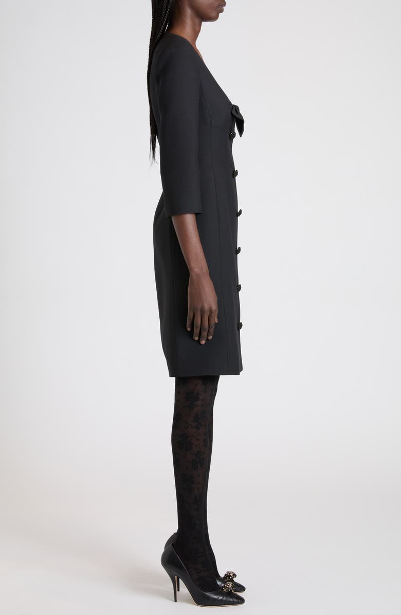 Valentino Bow Detail Crepe Couture Dress, Alternate, color, Black