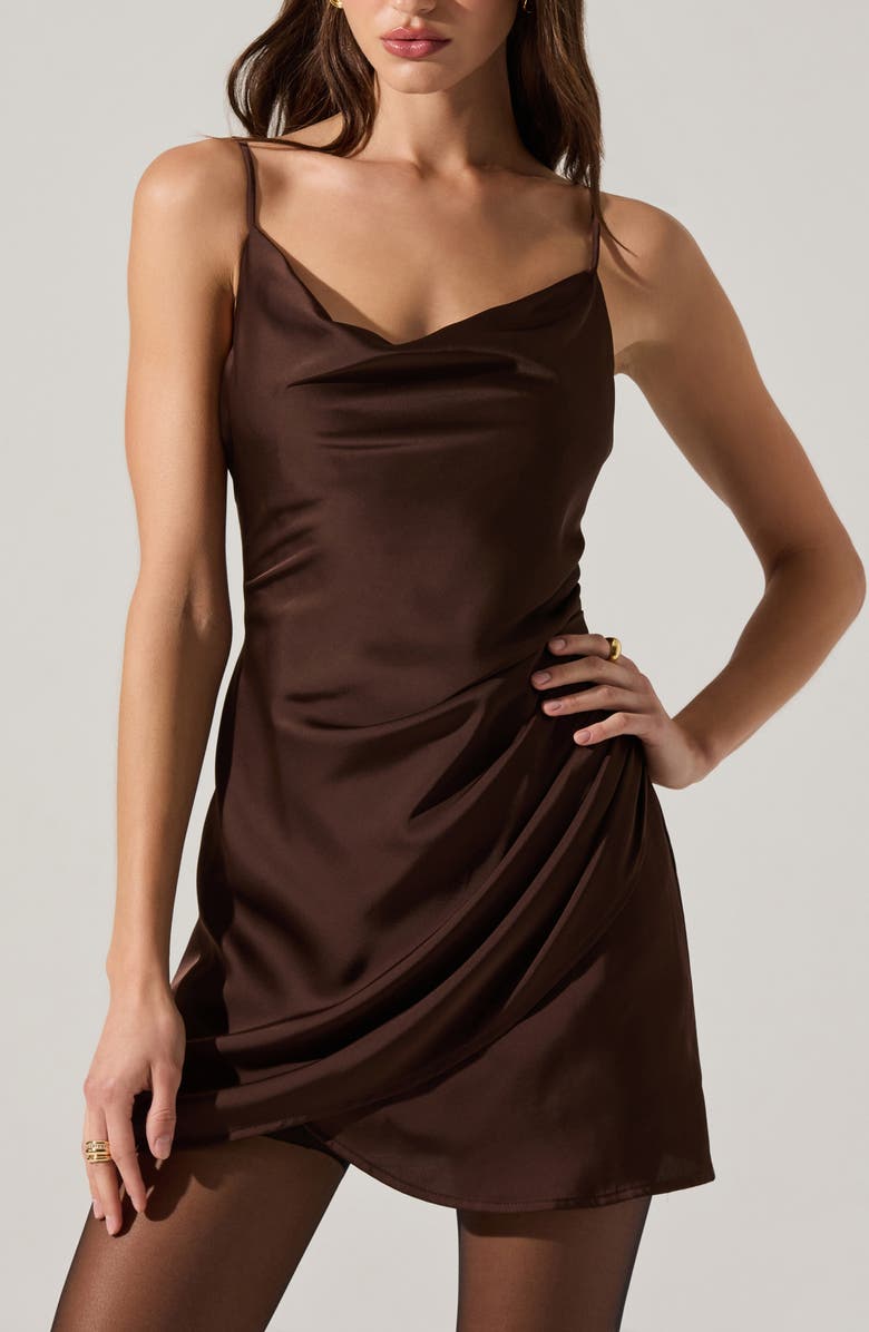 ASTR the Label Jenness Mini Slipdress, Alternate, color, Brown