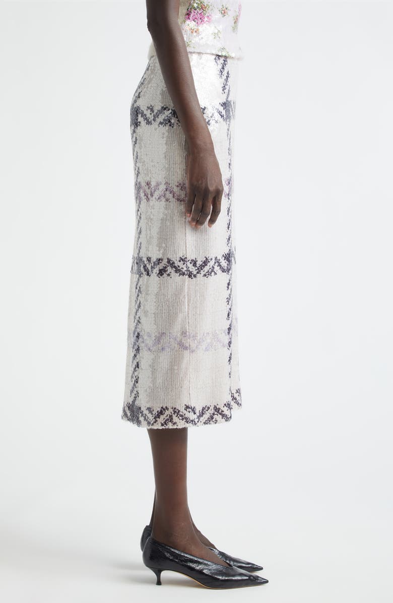 Brandon Maxwell The Mercer Paillette Plaid Pencil Skirt, Alternate, color, Windowpane Plaid