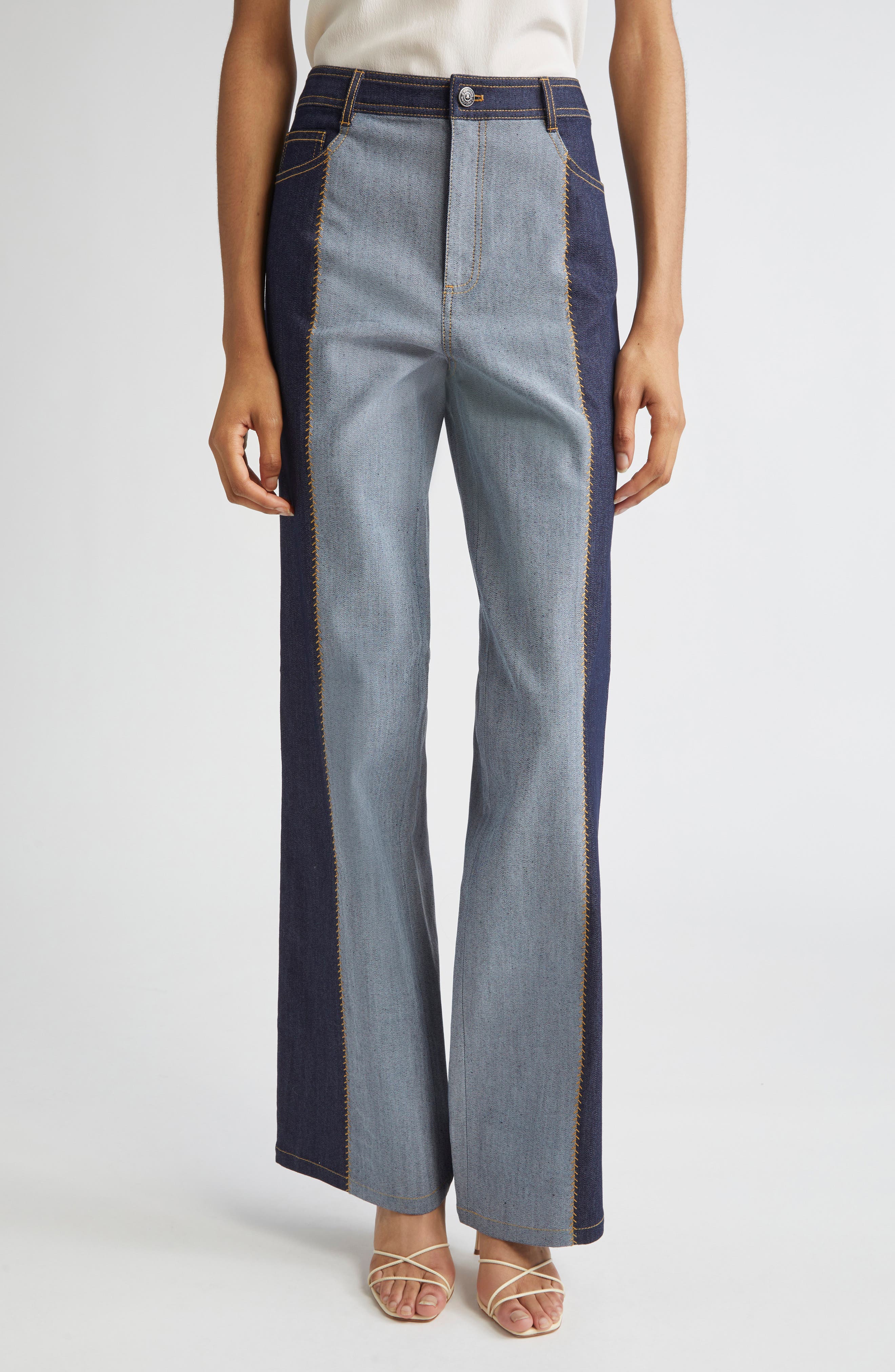 Cinq à Sept Francine Contrast Wide Leg Jeans