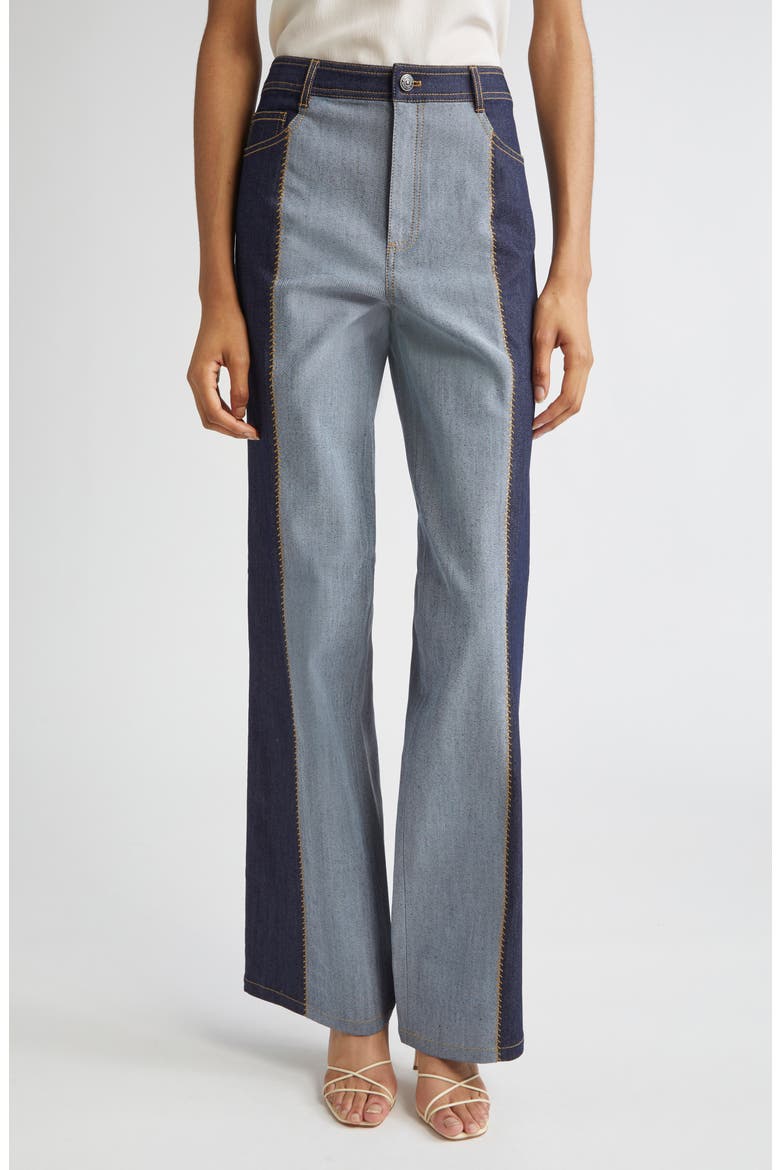 Francine Contrast Wide Leg Jeans, Main, color, INDIGO