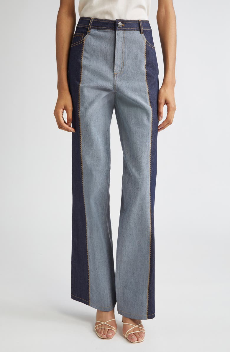 Cinq à Sept Francine Contrast Wide Leg Jeans, Main, color, Indigo
