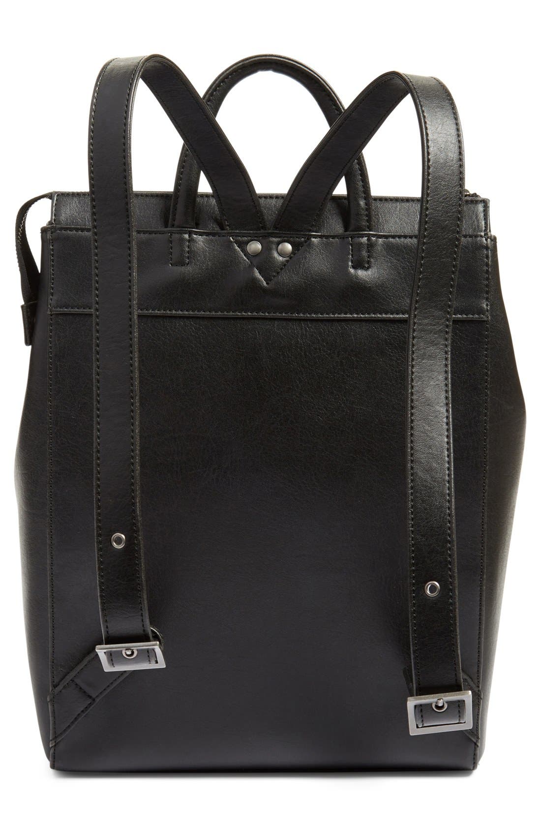 'Katherine' Faux Leather Backpack, Alternate, color, BLACK