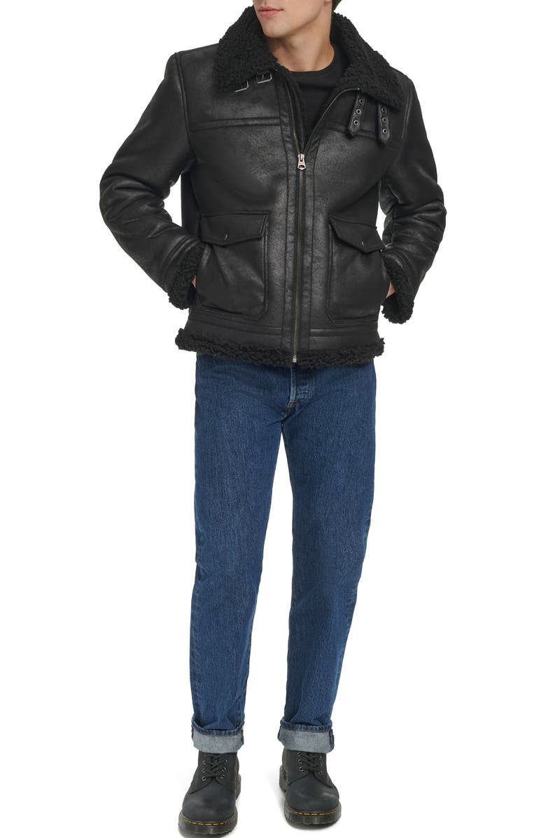 Levi's<sup>®</sup> Faux Shearling Aviator Rancher Jacket, Alternate, color, Black