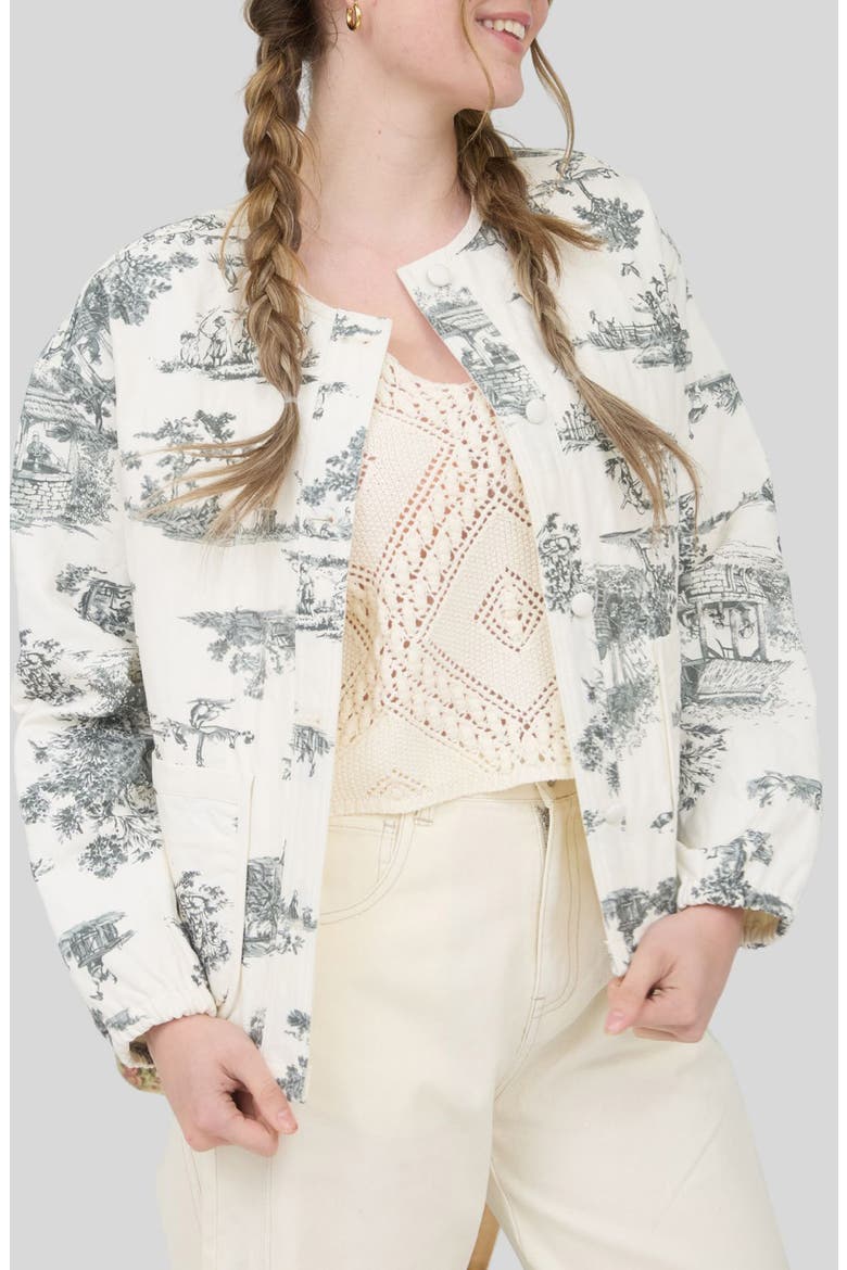 Quilted Printed Cotton Jacket, Alternate, color, SAGE