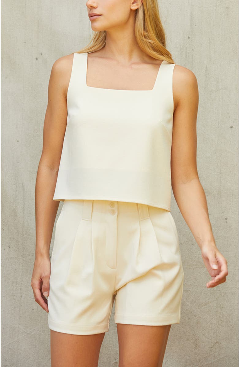 CRESCENT Pleated Trouser Shorts, Alternate, color, Cream