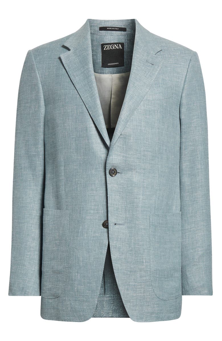 ZEGNA Fairway Crossover Linen Blend Sport Coat, Alternate, color, Br Blu Sld