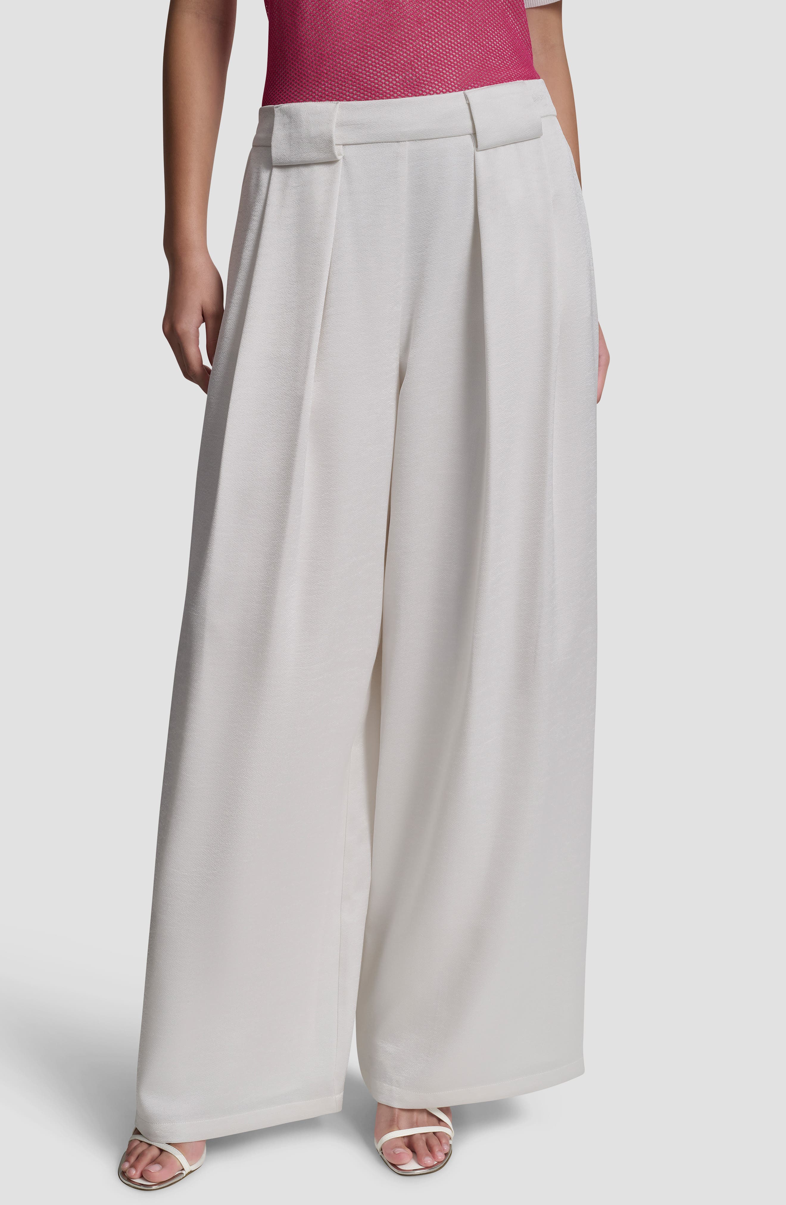 Pleat Wide Leg Satin Pants - image 3