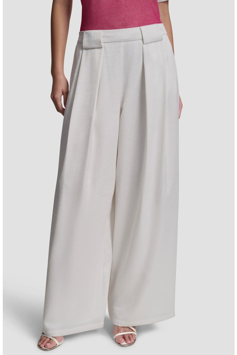 Pleat Wide Leg Satin Pants, Main, color, IVORY