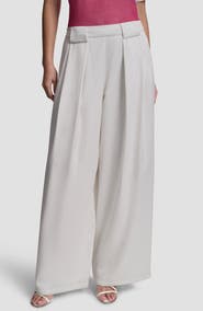 DKNY Pleat Wide Leg Satin Pants