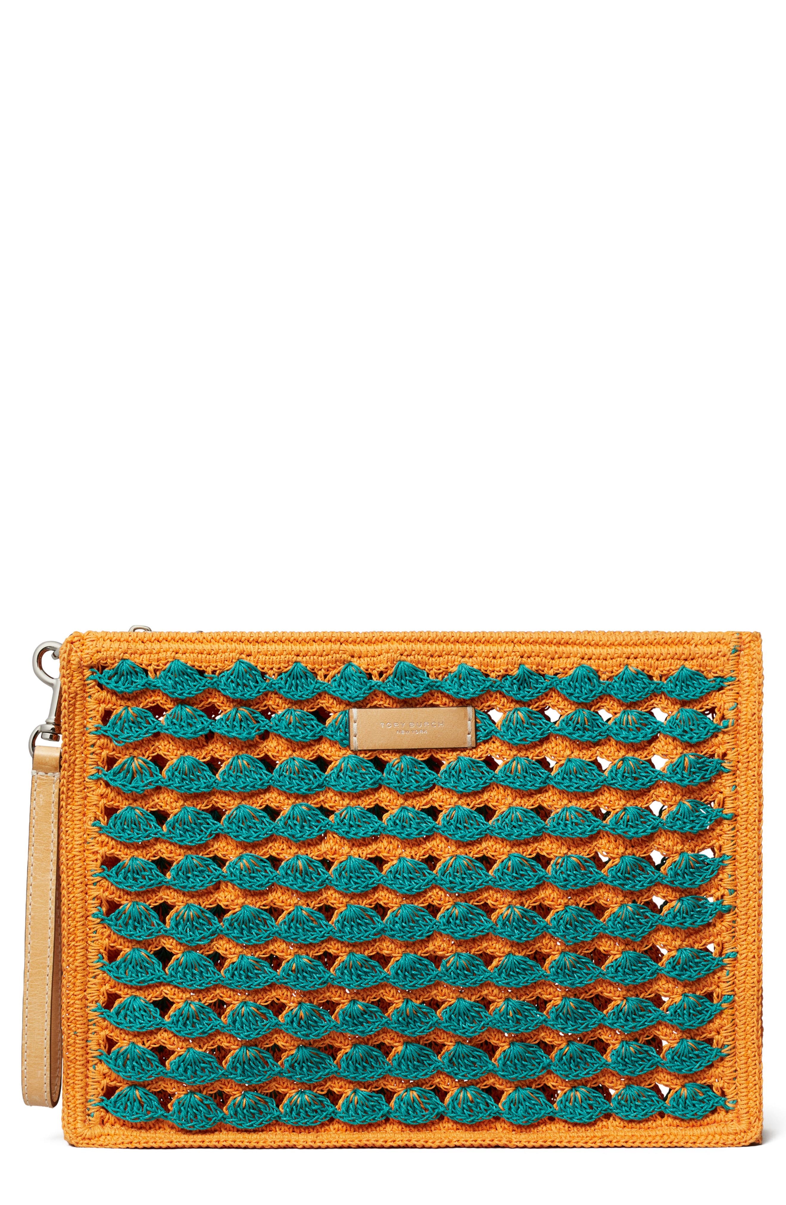 Tory Burch Ella Hand Crochet Wristlet, Main, color, 