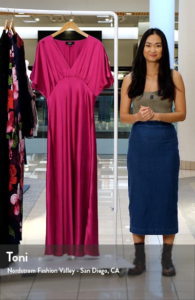 CeCe Dolman Sleeve Satin Cocktail Midi Dress Nordstrom