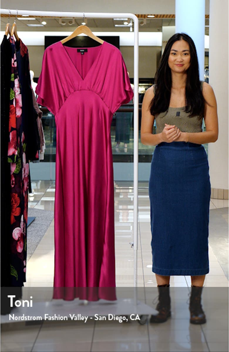 Dolman Sleeve Satin Cocktail Midi Dress, sales video thumbnail