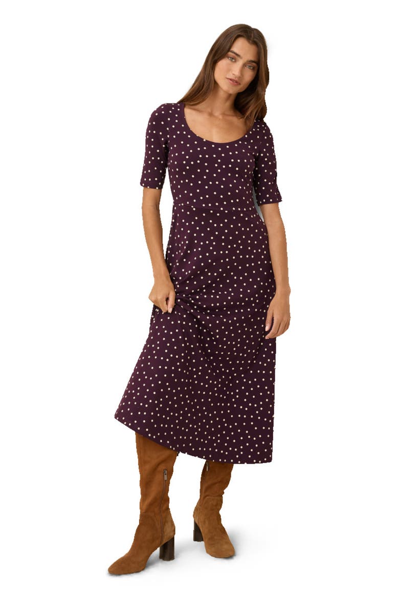 Fit & Flare Signature Scoop Dress Made With Organic Cotton, Main, color, Berry Polka Dot