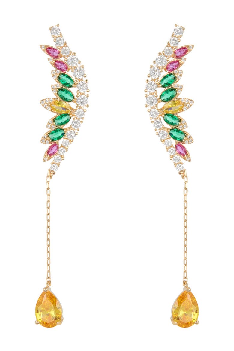 Mixed CZ Linear Drop Earrings, Alternate, color, MULTI COLOR