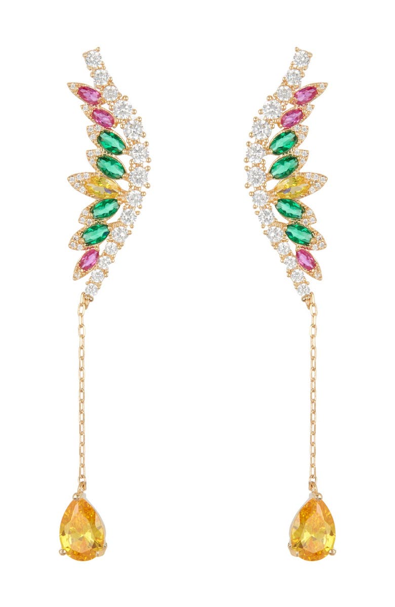 EYE CANDY LOS ANGELES Mixed CZ Linear Drop Earrings, Alternate, color, Multi Color