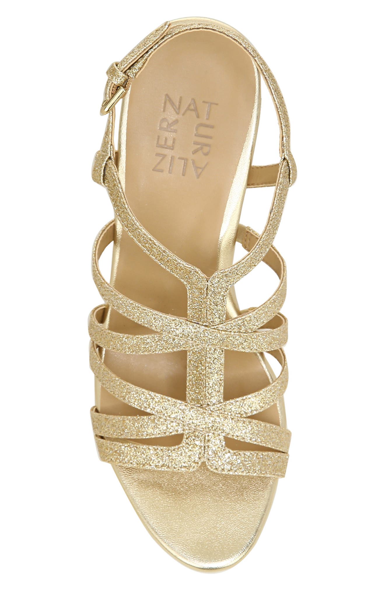Naturalizer Baylor Strappy Slingback Sandal - Wide Width Available, Alternate, color, Gold Glitter