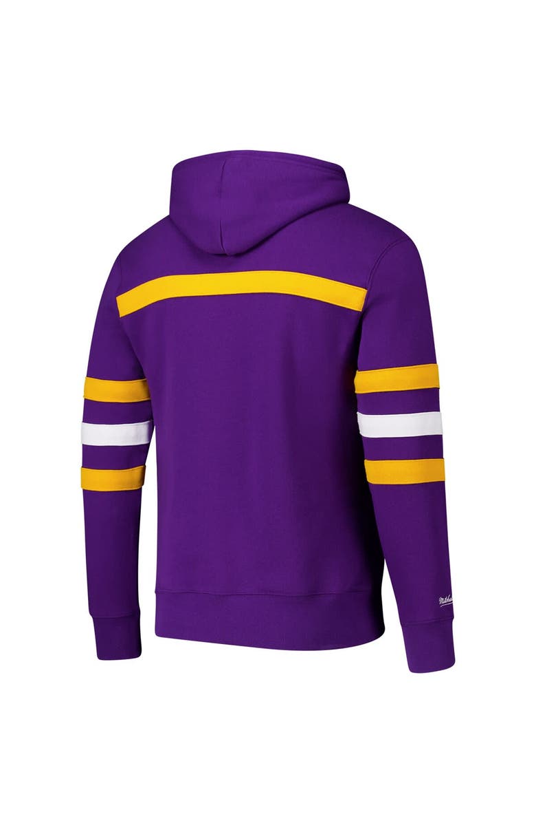 Mitchell & Ness Men's Purple Minnesota Vikings Vintage Logo Head Coach Fleece Pullover Hoodie, Alternate, color, Purple