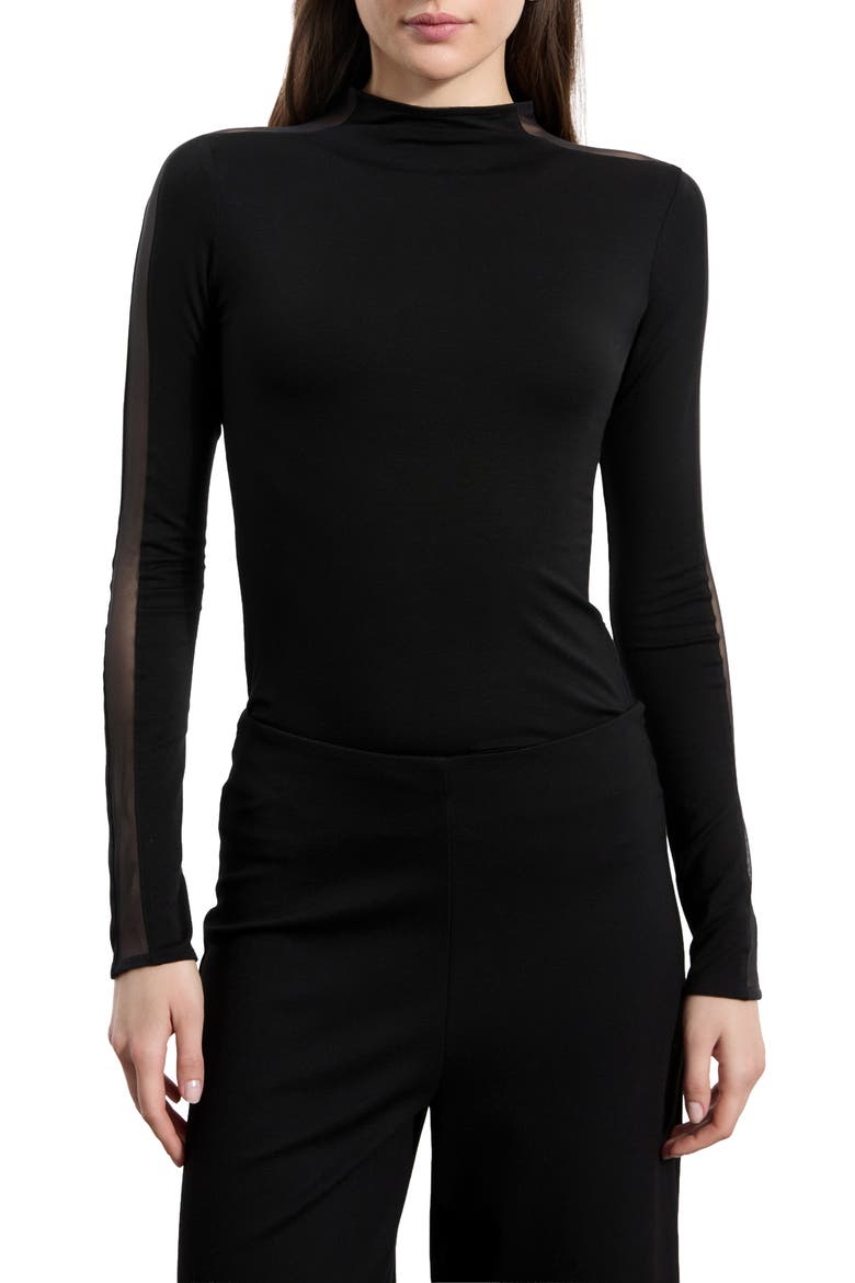 Suma Mock Neck Top, Main, color, BLACK