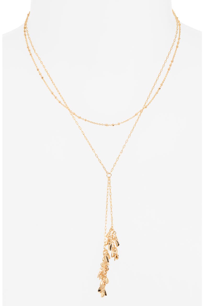 Layered Leaf Necklace, Alternate, color, 14K GOLD PLATED