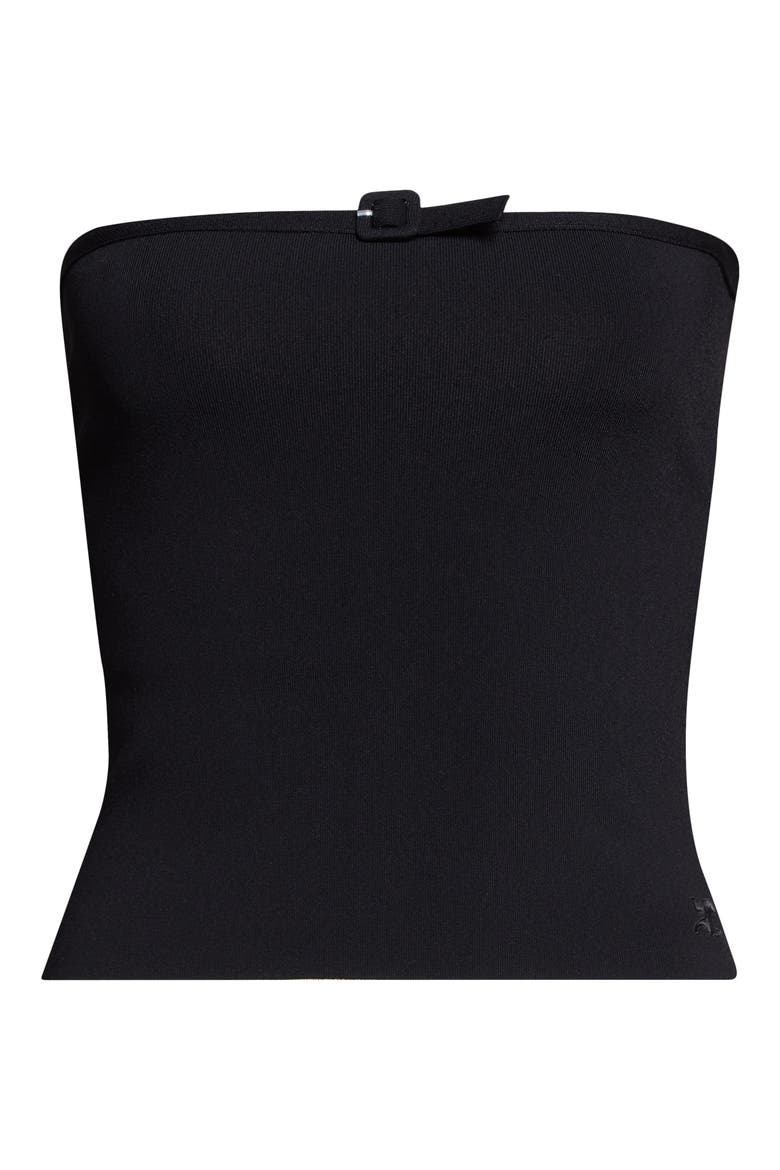 Buckle Detail Bustier Knit Top, Alternate, color, BLACK