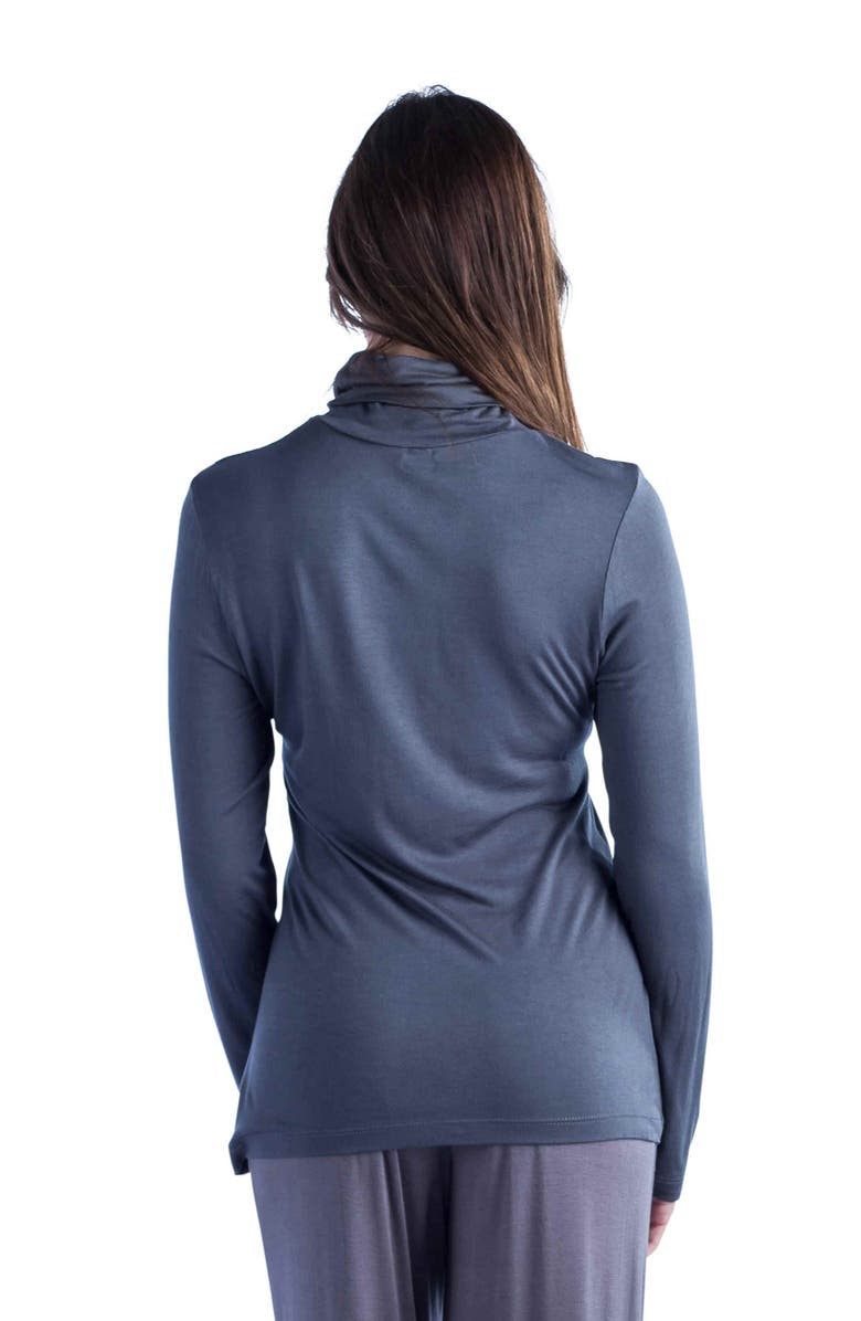24seven Comfort Apparel Plus Size Classic Long Sleeve Turtleneck, Alternate, color, Charcoal
