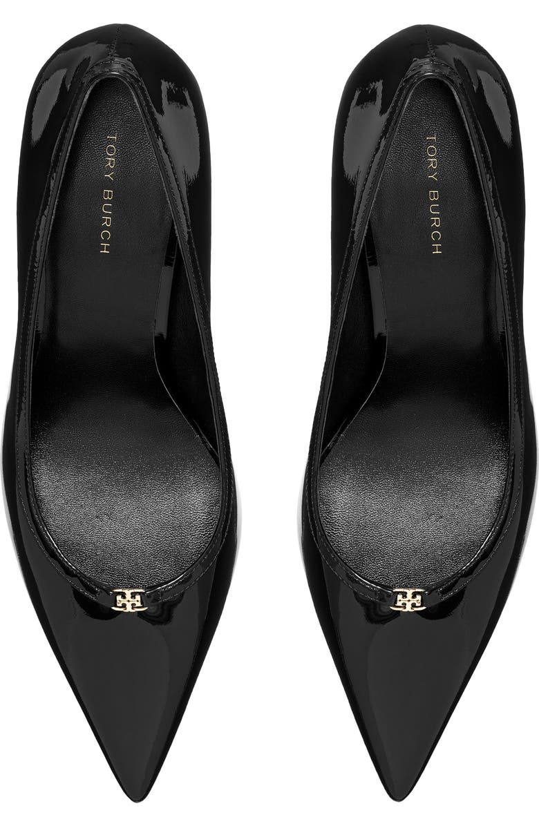 Tory Burch Double T Buckle Pointed Toe Pump, Alternate, color, Perfect Black / Black