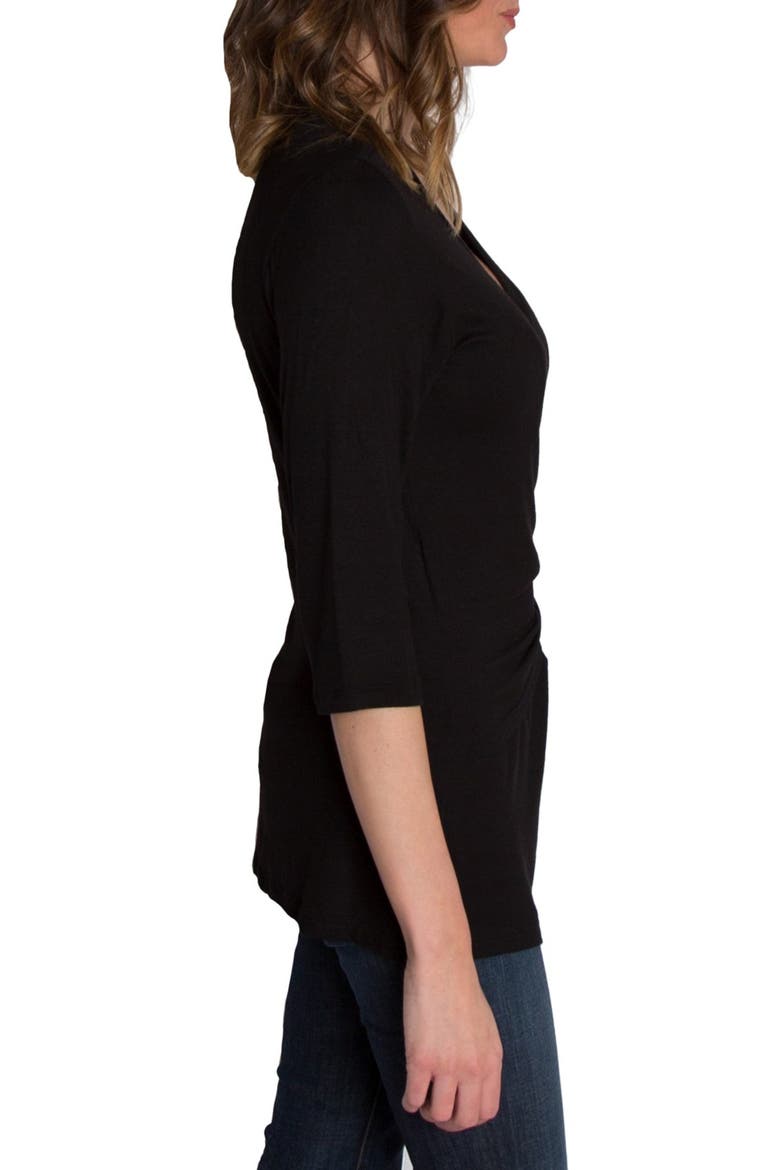 Whimsical Nursing Wrap Top, Alternate, color, BLACK