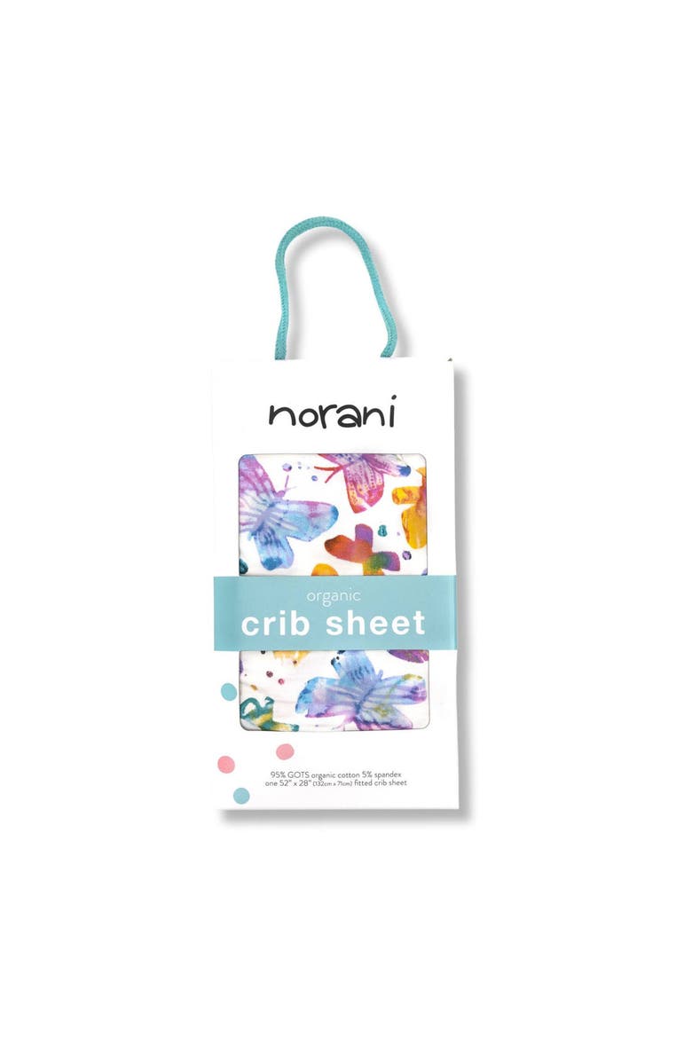Norani Organic Fitted Crib Sheet, Alternate, color, Butterflies