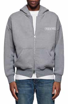 PURPLE BRAND Oversize Logo Heavyweight Fleece Zip Hoodie