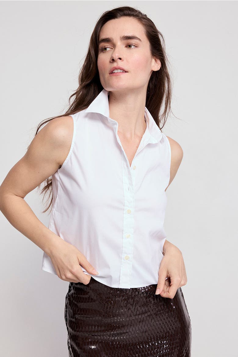 The Boxy Cropped Sleeveless Shirt, Alternate, color, White