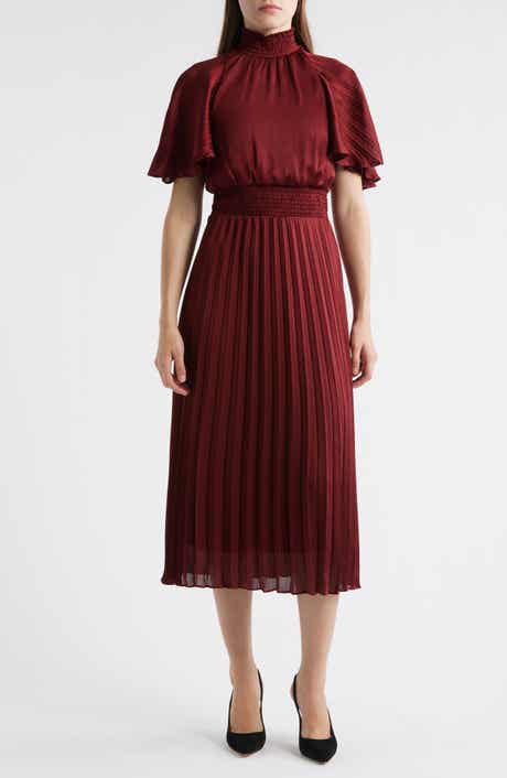 Julia Jordan Flutter Sleeve Pleated Midi Dress