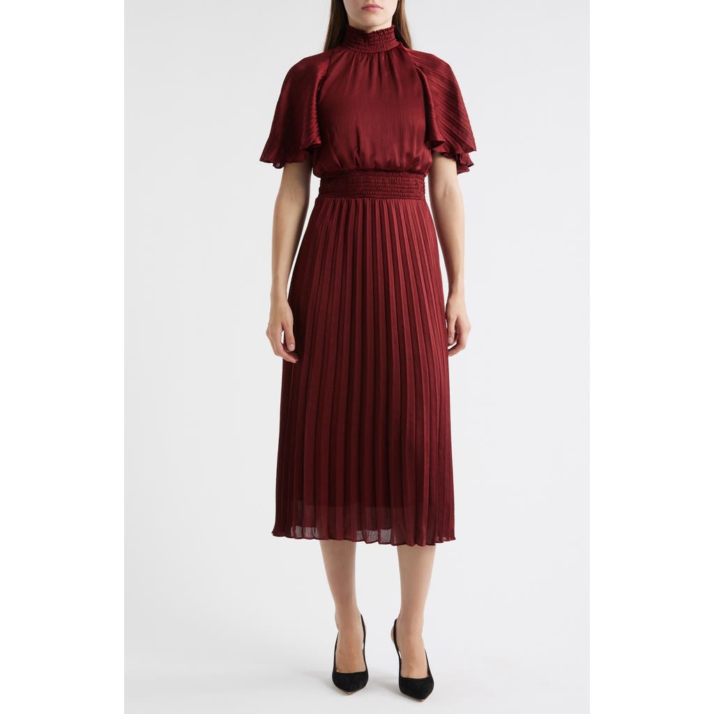 Julia Jordan Flutter Sleeve Pleated Midi Dress