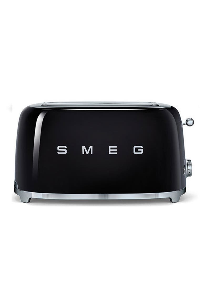50s Retro Style Four-Slice Toaster, Main, color, BLACK
