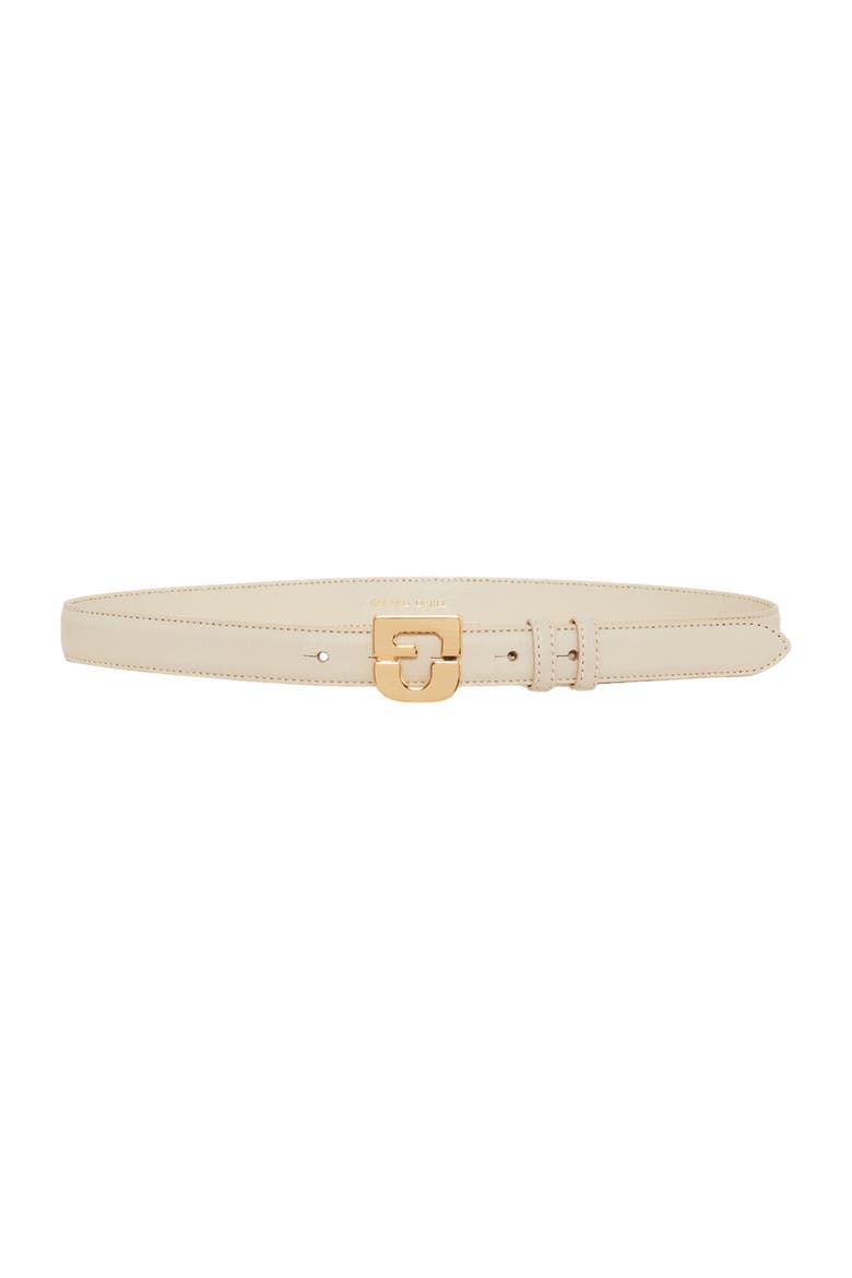 Le Lauren Slim Leather Belt, Main, color, Ecru